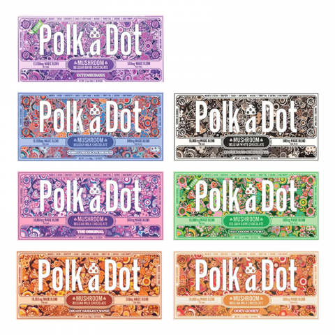 Polk-a-Dot Mushroom Magic Blend 10,000 Mg Belgian Milk Chocolate Bar and Gummies