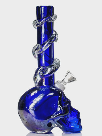 Blue Skull Glass Pipe